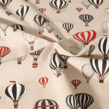 Tissu Toile De Coton Montgolfières Sur Fond Beige - Craftine
