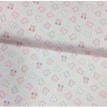 Tissu Popeline Imprimée Rose Bébé Oursons Roses - Craftine