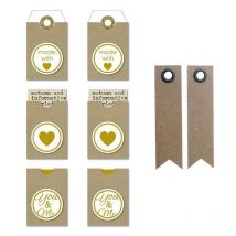 Etiquettes Autocollantes Made With Love Kraft + 20 Étiquettes Kraft Fanion - Youdoit