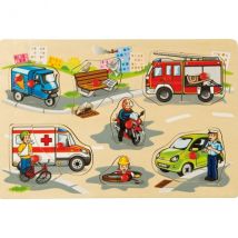 Puzzle En Bois Sur La Route - 9 Pièces - Eichhorn - Puzzle À Encastrer - Puzzle Avec Boutons - Eichhorn
