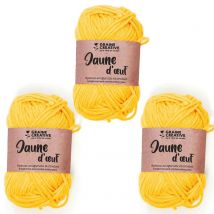 3 Fils De Coton Pour Crochet 55 M - Jaune - Graines Creatives