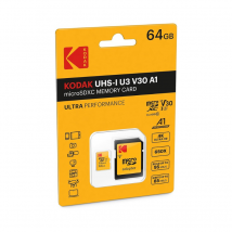 Kodak Carte Micro Sdhc 64 Go + Adaptateur – Vitesse Élevée, Stockage Fiable Pour Smartphones, Tablettes, Caméras Et Gps - Kodak