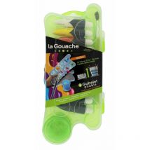 10 Tubes De Gouache 10 Ml - Pinceau - Palette Détachable - Gobelet Pliable - By Ulmann - Atoutbois