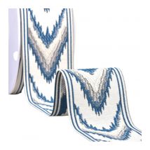 Galon Jacquard Chevrons 58mm Bleu Au Mètre - My mercerie
