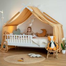 Ciel De Lit Cabane, Toile En Double Gaze Pois Dorés - Sevira Kids