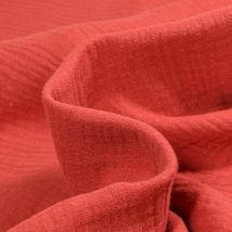 Tissu Double Gaze De Coton Uni Terre De Sienne - Craftine