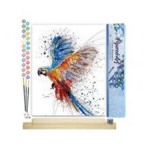 Peinture Par Numéro Figured'art - Perroquet En Plein Vol - Kit De Loisir Créatif Diy Numéro D'Art Complet - 40x50cm Toile Roulée + Châssis En Bois À