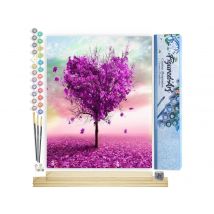 Peinture Par Numéro Figured'art - L'Arbre Coeur - Kit De Loisir Créatif Diy Numéro D'Art Complet - 40x50cm Toile Roulée + Châssis En Bois À Monter