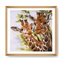 Kit De Point De Croix Imprimé Girafes 58x58 Cm – Trimits - Kit Broderie Extra-large Idéal Pour Les Passionnés Girafes