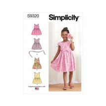 Patron Simplicity 9320 - Robe Enfant Froncée Sous La Taille De 2 À 8 Ans (89 À 132 Cm) Taille N°fr 2-5