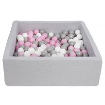 Piscine À Balles Pour Enfant, 90x90 Cm, Aire De Jeu + 200 Balles Blanc,rose Clair,gris - Velinda