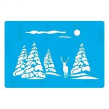Pochoir Plastique Souple Réutilisable 18,5 X 14,5 Cm Fabrika Decoru Sapin Renne Neige 243 - FABRIKA DECORU
