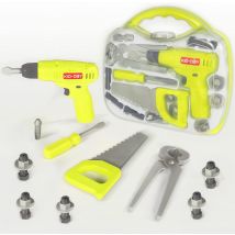Kid-oby - Valise Outils 16pcs Complète - Scie, Perceuse Electrique, Tournevis... - Jouet Bricolage Enfant Réaliste - Jeu Imitation À Partir De 3 Ans-