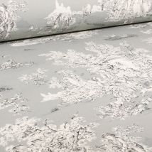 Tissu Toile De Jouy Grande Largeur Au Fil Du Temps Gris - Craftine