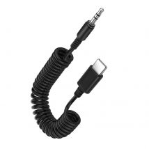Câble Usb-c Vers Jack 3.5mm Mâle Son De Qualité Cordon Spiralé 1m Puluz Noir