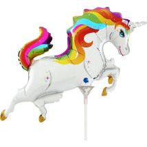 Ballon Sur Tige Licorne Rainbow - 43 Cm - GRABO