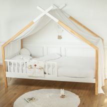 Ciel De Lit Cabane, Toile En Double Gaze Pois Dorés - Sevira Kids