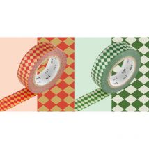 Masking Tape Mt Damier Diamond - Vermilion X Viridian - MT Masking Tape
