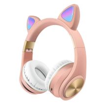 Casque Audio Sans Fil Oreilles De Chat Avec Lumière Effets Colorés Gaming Rose Rose Yonis - Yonis