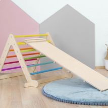 Jeu D'Équilibre Et Motricité Piky - Bois Naturel Et Colori Arc-en-ciel - Benlemi