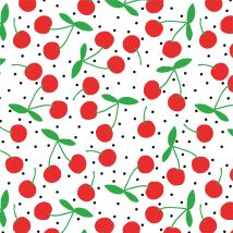 Tissu Popeline De Coton Cherries Rouges Sur Fond Blanc - Au Mètre - Craftine