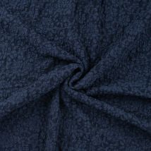 Tissu Dentelle Fleurs Gaufrées Bleu Marine - Au Mètre - Craftine