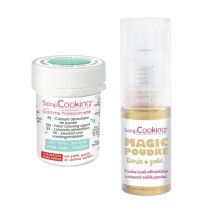 Colorant Alimentaire En Poudre Vert D'Eau + Poudre Alimentaire Irisée Dorée - Scrapcooking