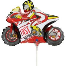 Ballon Sur Tige Moto Rouge - 31 Cm - GRABO