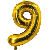 Ballon Aluminium - 30 Cm - Or - Chiffre 9 - P'tit Clown