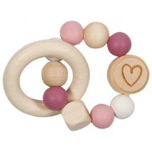 Hochet En Bois Et Silicone Cœur Rose - Goki