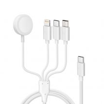 Câble Usb-c Vers Lightning, Micro-usb, Usb-c Et Chargeur Magnétique 2a Blanc - Avizar