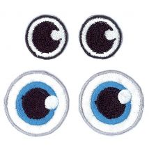 2 Paires Yeux Noirs Et Bleus Thermocollants 20x20 - Graine Creative