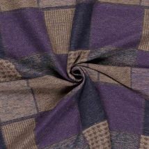 Tissu Jacquard Motifs Patchwork Sur Fond Violet - Craftine