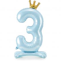 Ballon Debout - Chiffre 3 Bleu - PartyDeco