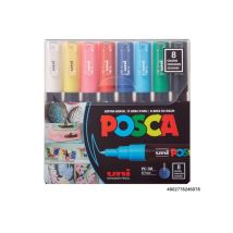 Lot De 8 Marqueurs Peinture Pointe Extra Fine - Uni - Couleurs Douces - Posca Pc1mc - Uni