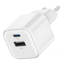 Swissten Adaptateur Secteur 12w Usb + Usb-c Charge Rapide Format Compact Blanc
