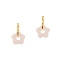 Boucles D'Oreilles Fleur En Pierres Quartz Rose - Sloya