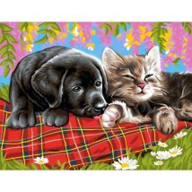 Tableau Peinture Au Numéro Comme Chien Et Chat - Oz International