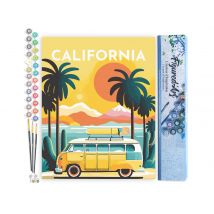 Peinture Par Numéro Figured'art Affiche Vintage Californie - Activité Manuelle Kit De Loisir Créatif Diy Numéro D'Art Complet - 40x50cm Sans Châssis