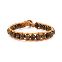 Bracelet Facelia En Pierres Oeil De Tigre Et Cuir Véritable - SLOYA