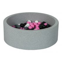 Piscine À Balles Aire De Jeu + 200 Balles Noir, Blanc, Rose Clair,gris - Velinda
