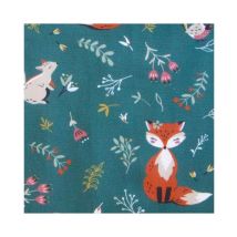 Tissu Coton Enfant Bio Renard Emelinevert Vendu Au Mètre - Distrifil