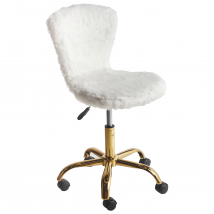 Chaise De Bureau Blanche En Fausse Fourrure Réglable En Hauteur Pivotante Design Moderne - Beliani