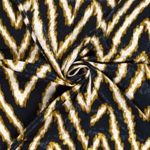 Tissu Satin Imprimé Relief Léo Sur Fond Bleu Marine - Craftine