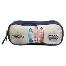 Trousse Scolaire 2 Compartiments Offshore Beige Van & Surf Bagtrotter - Bagtrotter