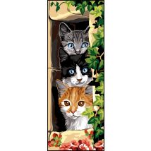 Canevas Antique Les Trois Chats 25x60cm - SEG