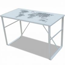 Bureau Table Meuble Travail Informatique Rectangulaire Avec Motif De Carte Du Monde - No Name