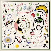 Carré Simili Cuir Peinture Inspiration Miro Blanc - Craftine