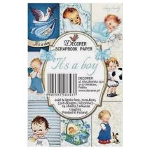 24 Mini Papiers Fantaisis Image 7 X 10,8 Cm Decorer It’ A Boy - Decorer