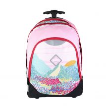 Sac À Dos À Roulettes 2 Compartiments Paysage Fleuri Rose Bodypack